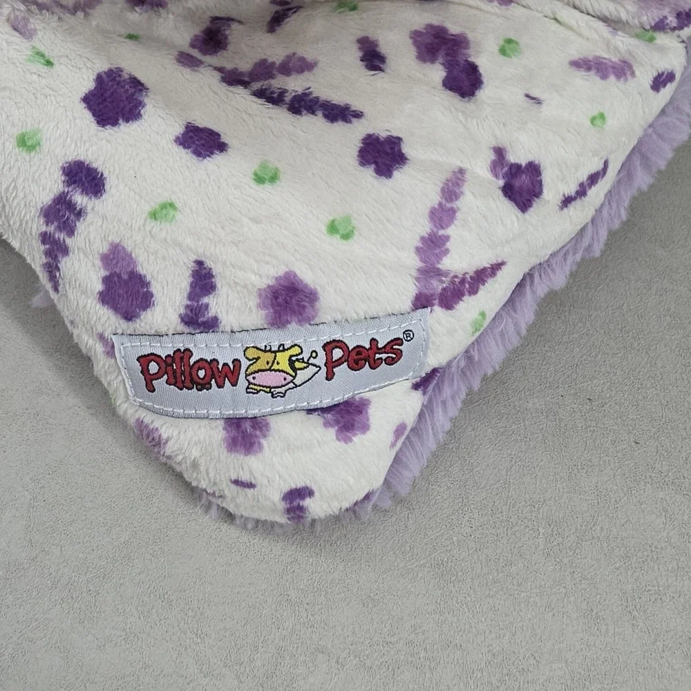 Pillow Pets Purple Plush Stuffed Animal Cow Night Time Sleeping Kids Child